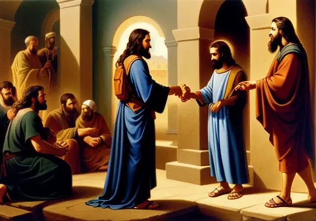 Jesus handing the keys to Peter