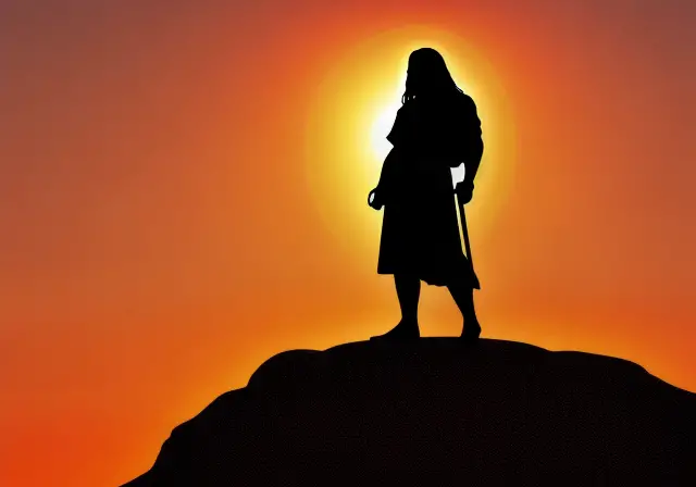 Silhouette of Jesus on a mountaintop